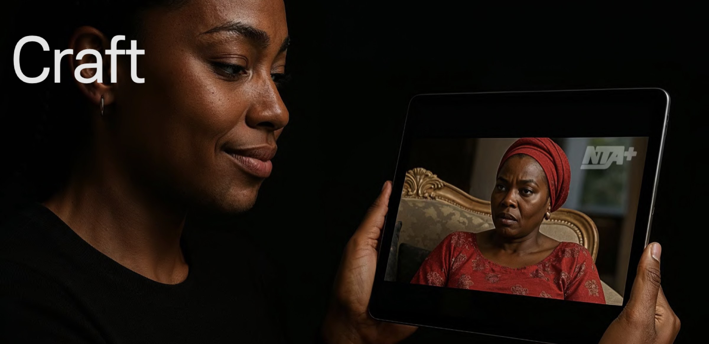 Viewer watching NTA+ drama on a tablet